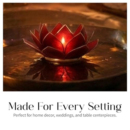 Om Gallery Gemstone Lotus Tea Light Holder, Candle Styling, Ruby - color: Ruby, size: Regular