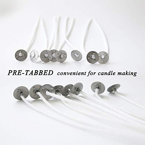 EricX Light 100 Piece Natural Candle Wick, Low Smoke 6" Pre-Waxed & 100% Natural Cotton Core,For Candle Making,Candle DIY
