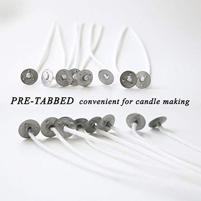 EricX Light 100 Piece Natural Candle Wick, Low Smoke 6" Pre-Waxed & 100% Natural Cotton Core,For Candle Making,Candle DIY