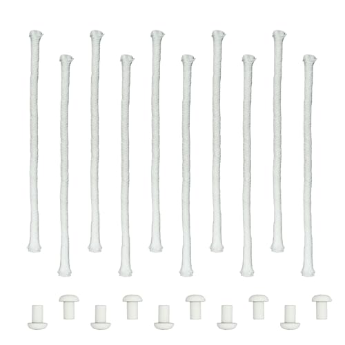 10 PCS Oil Lamp Wicks - Round Cotton Oil Candle Wicks with Glass Tube Holder, Replacement Wick for Oil Lamps, Emergency Lighting and Laboratory Use