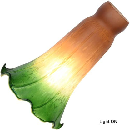 Bieye LS103 Lily Flower Blown Glass Lampshade (Amber Green, Opening I.D. 1.26" x O.D. 1.5") - color: Amber Green, size: Large I.D. 1.26" x O.D. 1.5"