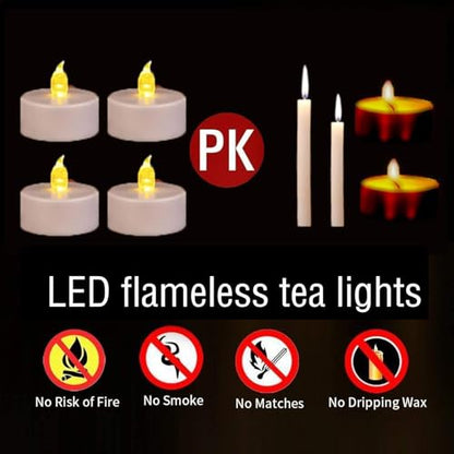 LED Tea Light Flickering Candle with Remote Control WarmYellow 12pcs - color: Remote-warm yellow, size: 12pack