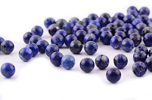 Natural Stone Beads 100pcs 8mm Lapis Lazuli Round Genuine Real Stone Beading Loose Gemstone Hole Size 1mm DIY Charm Smooth Beads for Bracelet Necklace Earrings Jewelry Making (Lapis Lazuli Blue, 8mm) - color: Lapis Lazuli Blue, size: 8mm