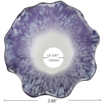 Bieye LS102S Lily Flower Blown Glass Lampshade (White Indigo, Opening I.D. 0.87" x O.D. 1") - color: White Indigo, size: Small I.D. 0.87" x O.D. 1"