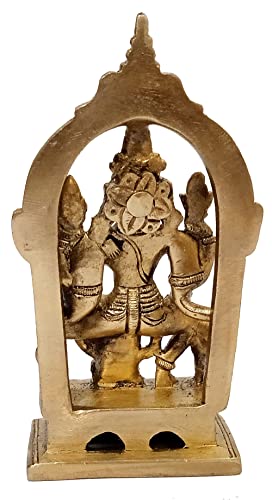 Purpledip Brass Idol Vishnu-Lakshmi (Laxminarayana) Garuda: Rare Collectible Statue for Home Temple (12502)