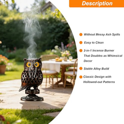 Alloy Owl Shaped Incense Burner with Incense Coils–(Purple) - color: Purple