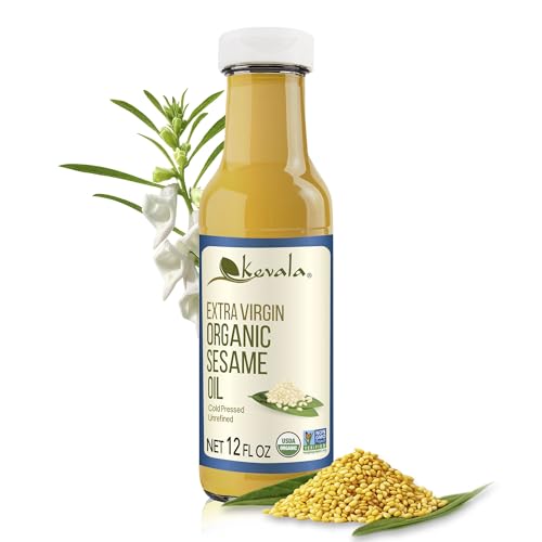 Kevala Organic Extra Virgin Sesame Oil – 12 oz, Body Care and Hair Care - size: 12 Fl Oz (Pack of 1)