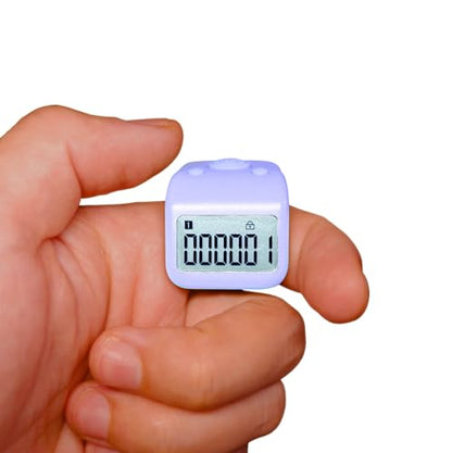 Rechargeable Silent Finger Counter 6 Channels Digital Tasbih Tally Clicker with LED for Prayer Knitting Sports Gift - color: Purple X