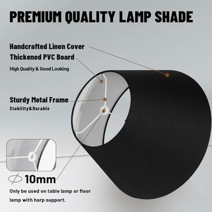 ALUCSET Lamp Shades, 7x13x7.8'' inch Replacement Lampshades for Table Lamps - color: Black Fabric
