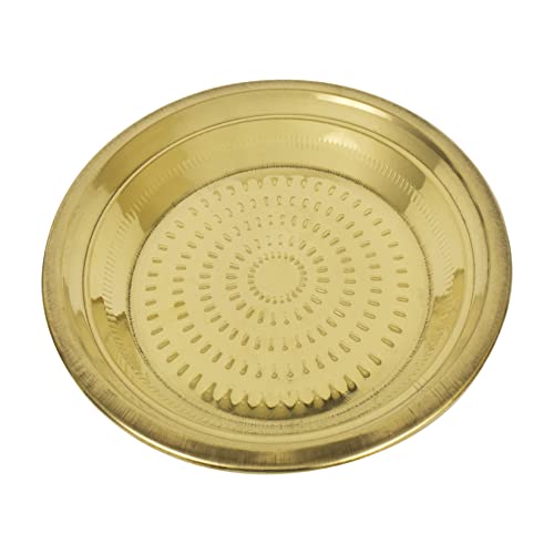 Spillbox Traditional Handcrafted Brass Puja | Pooja Thali | Arati | Arathi | Arthi | Arti | Arathi | Bartan Thambulam Plate -Thambalam Thali- (7 Inch) - size: 7 Inch