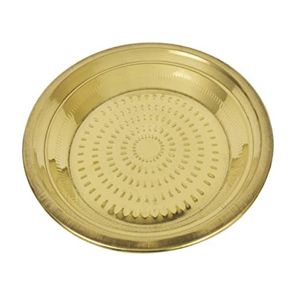 Spillbox Traditional Handcrafted Brass Puja | Pooja Thali | Arati | Arathi | Arthi | Arti | Arathi | Bartan Thambulam Plate -Thambalam Thali- (7 Inch) - size: 7 Inch