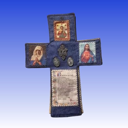 Handcrafted Pocket Shrine Catholic – Portable Travel Prayer Kit & Folding Personal Altar Gifts, Pocket Shrine with Silver Cross, Faith Edition Pocket Devotional, Pocket Prayer & Altar for Spiritual Faith Practices (A) - color: A