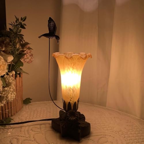 Bieye LS98 Lily Flower Blown Glass Lampshade (Yellow, Opening I.D. 1.26" x O.D. 1.5") - color: Yellow, size: Large I.D. 1.26" x O.D. 1.5"