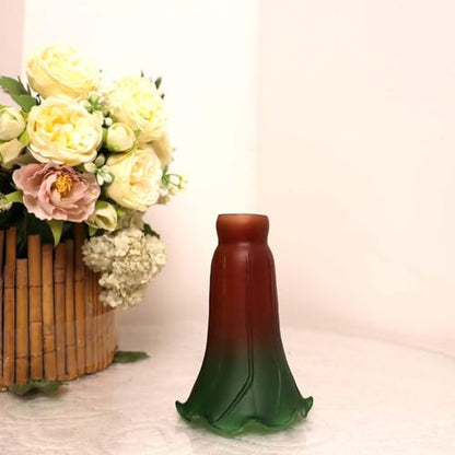Bieye LS103 Lily Flower Blown Glass Lampshade (Amber Green, Opening I.D. 1.26" x O.D. 1.5") - color: Amber Green, size: Large I.D. 1.26" x O.D. 1.5"