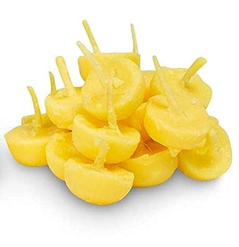 CowGhee Diya Wicks | 60min Burning Time | Wax Free Cowghee Diya for puja | for Prayers in Temple Church Gurudwara | (CowGhee Wicks Pack of 100) - size: CowGhee Wicks Pack of 100