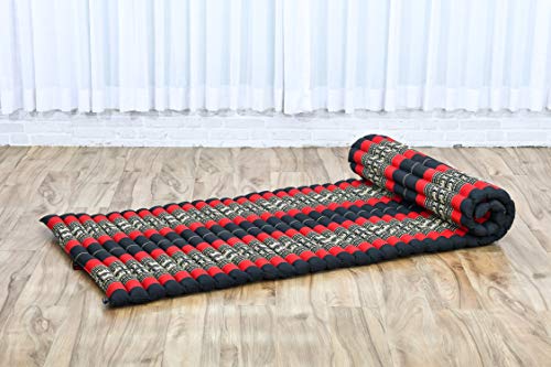 Leewadee Thai Roll Mat 75 x 28 inches Kapok Firm - color: Sf13 - Red, Black, size: M: 75x28"