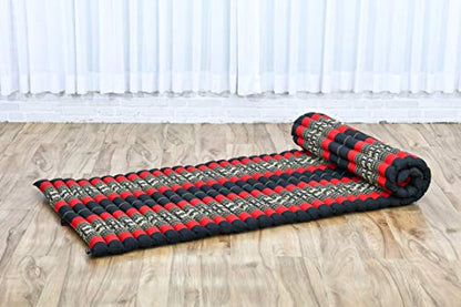 Leewadee Thai Roll Mat 75 x 28 inches Kapok Firm - color: Sf13 - Red, Black, size: M: 75x28"