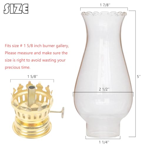 1 1/4 Inch Base by 5 Inch Height Tiny Oil Lamp Chimney Kerosene Lamp Shade Oil Lamp Glass Replacement for Miniature Oil Lamps