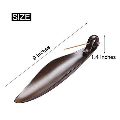 9" Length Incense Stick Holder with 3 Holes, White Porcelain Incense Tray Ash Cather for Spa, Meditation Room, Yoga, Home, Office (Brown) - color: Brown
