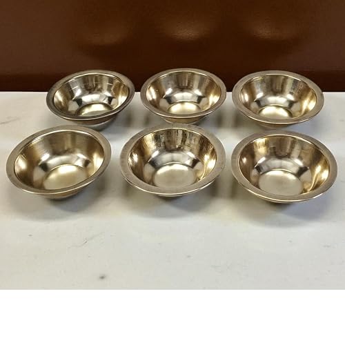 Set of 6 Brass Katori Prasad Bowls 2.75 Inch | Small Pooja Bowls for Temple, Prasadam, Bhog, Kitchen & Dining | Traditional Brass Serving Bowls for Festivals, Rituals, Gifting & Home Décor
