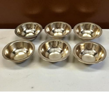 Set of 6 Brass Katori Prasad Bowls 2.75 Inch | Small Pooja Bowls for Temple, Prasadam, Bhog, Kitchen & Dining | Traditional Brass Serving Bowls for Festivals, Rituals, Gifting & Home Décor