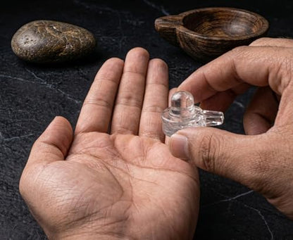 Crystal Shivling Statue Sculpture Natural Clear Quartz Gemstone Size 2 x 3 x 2 cm Approx - color: Crystal Shivling