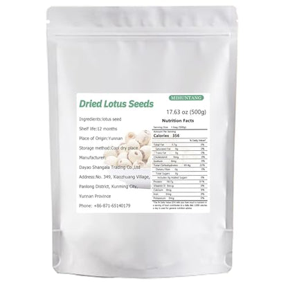 Dried Lotus Seeds 17.63oz Peeled & De-cored, for Tea, Soup,Cooking & Baking