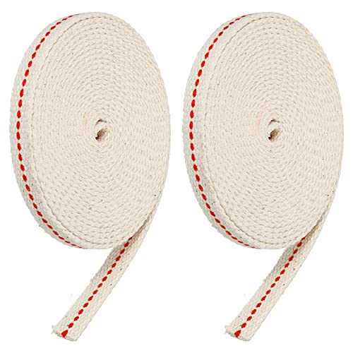 MECCANIXITY Oil Lamp Wick 0.35 Inch Flat Wide 10 Foot Cotton Lanterns Wick with Red Stitch for Kerosene Burner Lighting, 2 Roll - color: Red, size: 0.35 Inch x 10 Ft