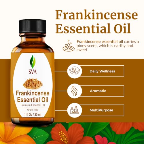 SVA Frankincense Essential Oil, Glass Bottle with Dropper, 1 Fl Oz (30 ml) - size: 1 Fl Oz (Pack of 1)