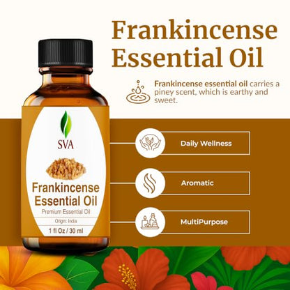 SVA Frankincense Essential Oil, Glass Bottle with Dropper, 1 Fl Oz (30 ml) - size: 1 Fl Oz (Pack of 1)