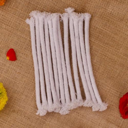 ServDharm Oil Lamp Wicks 6.7" | Akhand Jyoti Diya Long Twisted Cotton Wicks for Pooja | Pack of 12