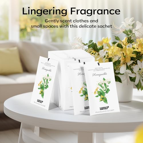 MYARO 12 Pack Honeysuckle Scented Sachets, Closet Deodorizer Car Freshener - color: Honeysuckle, size: 12 Packs