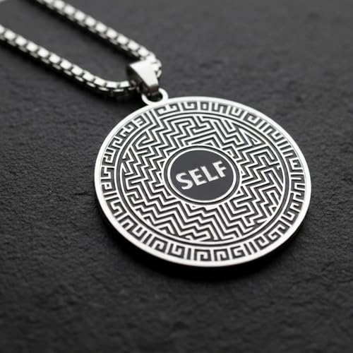 1" Stainless Steel Necklace Charms | Third Eye Vision | Peace Symbol | Finding Your Self | Yin & Yang | Moon Cat | Turtle Power | Flower of Life | | OM | Mystical Spiritual Protection, for Men & Women - style: Finding Your Self Silver
