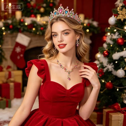 Kamirola Tiaras and Crowns for Women,Tiaras Earrings Necklace, Crystal Bridal Jewelry Set, Costume Party Halloween Prom Pageant Jewelry for Women(TR45) - color: Gold Mix Color