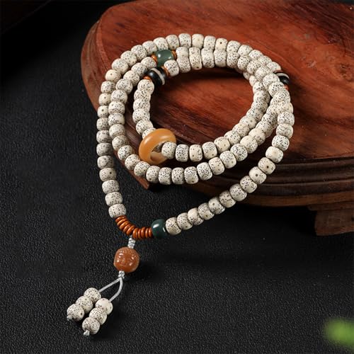 8mm 108 Mala Beads Bracelet for Men Natural Wooden/Bodhi Bead Necklace as Buddhist Meditation Prayer Beads - style: Bodhi Beads with Buddha Head