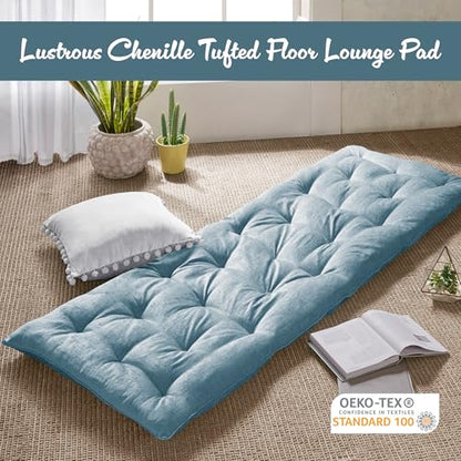 Intelligent Design Foldable Lightweight Lounge Floor Pillow 27" x 74" Aqua - color: Aqua