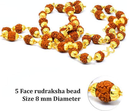 Wonder Care Authentic Rudraksh Mala-5face- Genuine Himalayan Rudraksha Seeds Religious Ornament Rosary Japa Mala Necklace Prayer Mala Healing Beads - color: 12mm-5pc