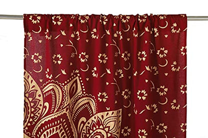 Popular Handicrafts Indian Hippie Bohemian Beautiful Passion Ombre Color Mandala Curtain Panels Maroon Gold - color: Maroon Gold, size: 25"W x 74"L (Pack of 2)