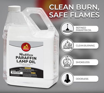 1 Gallon Paraffin Lamp Oil - Clear Smokeless, Odorless, Clean Burning Fuel for Indoor and Outdoor Use - Shabbos Lamp Oil, by Ner Mitzvah - size: 1 Gallon
