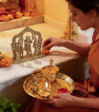 The Fine Living Co. Exquisite Gold Finish Pooja Thali 8.5 Inch, Set of 1 - style: Pooja Thali