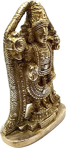 athizay Balaji Idol Brass Statue Antique Shiny Golden Tirupati Balaji Lord Venkateswara Incarnation of Lord Vishnu Sculpture 12 cm - style: Lord Balaji gold 12 cm