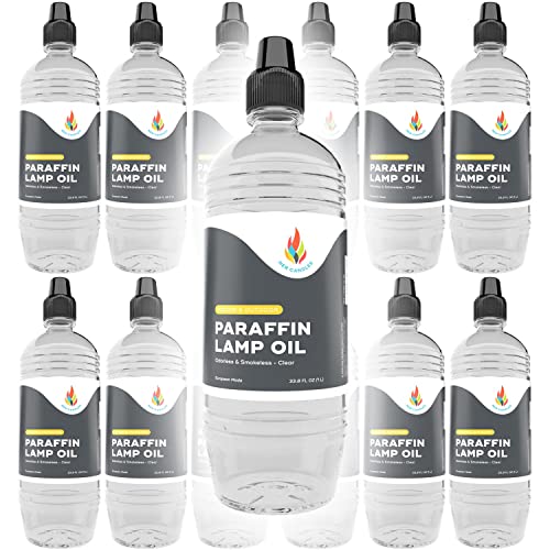 The Dreidel Company Liquid Paraffin Lamp Oil - 1 Liter - Smokeless, Odorless, Ultra Clean Burning Fuel for Indoor and Outdoor Use (Clear) (Pack of 12) - size: 12-Pack