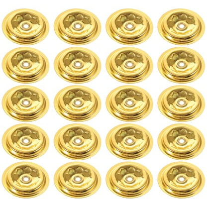 DECHOUS 20Pcs Floating Wick Holders for Oil Lamps Aluminum Round Floating Wick Discs Golden Buddhist Oil Lamps Holders for Temple Oil Candles