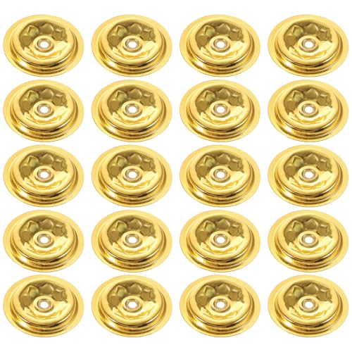 DECHOUS 20Pcs Floating Wick Holders for Oil Lamps Aluminum Round Floating Wick Discs Golden Buddhist Oil Lamps Holders for Temple Oil Candles