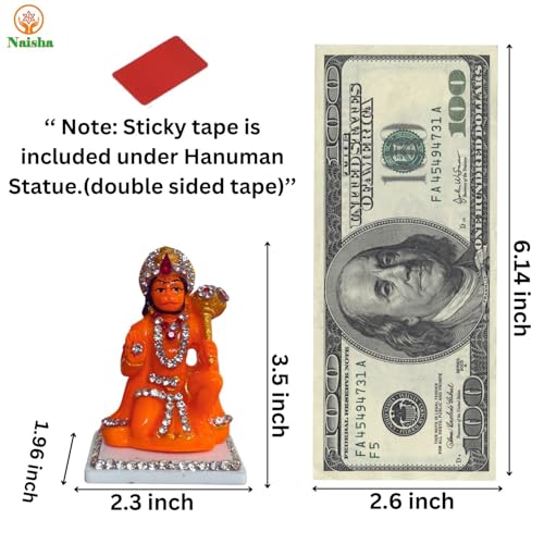 NAISHA Hanuman Ji Murti, 3.5 Inch Bajrangbali Idol with Gada Design
