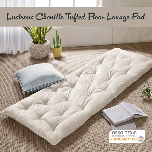 Intelligent Design Foldable Lightweight Lounge Floor Pillow 27" x 74" Ivory - color: Ivory