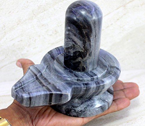 KLEO Black Marble Stone Shiva Lingam Shiv Ling Idol Murti Statue (5.25 Grey)