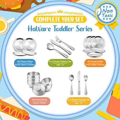 HaWare 6-Piece 18/8 Kids Plates, Stainless Steel 304, 10 Inches - size: 10 Inch- 6PCS