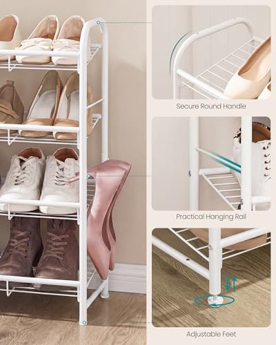 SONGMICS 4-Tier Stackable Metal Shoe Rack, Holds Up to 16 Pairs of Shoes - color: White, size: 4 Tiers (27"W)