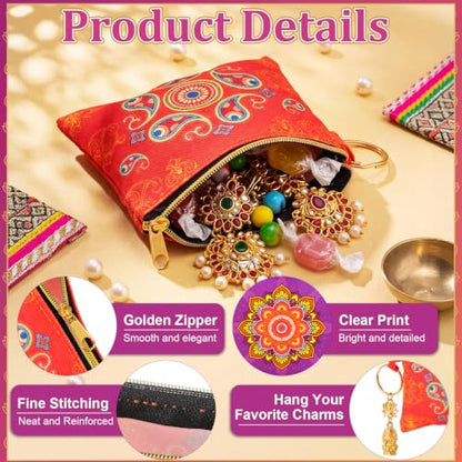 18 Pcs Indian Return Gift for Pooja Classic Indian Motifs Purse - style: Classic
